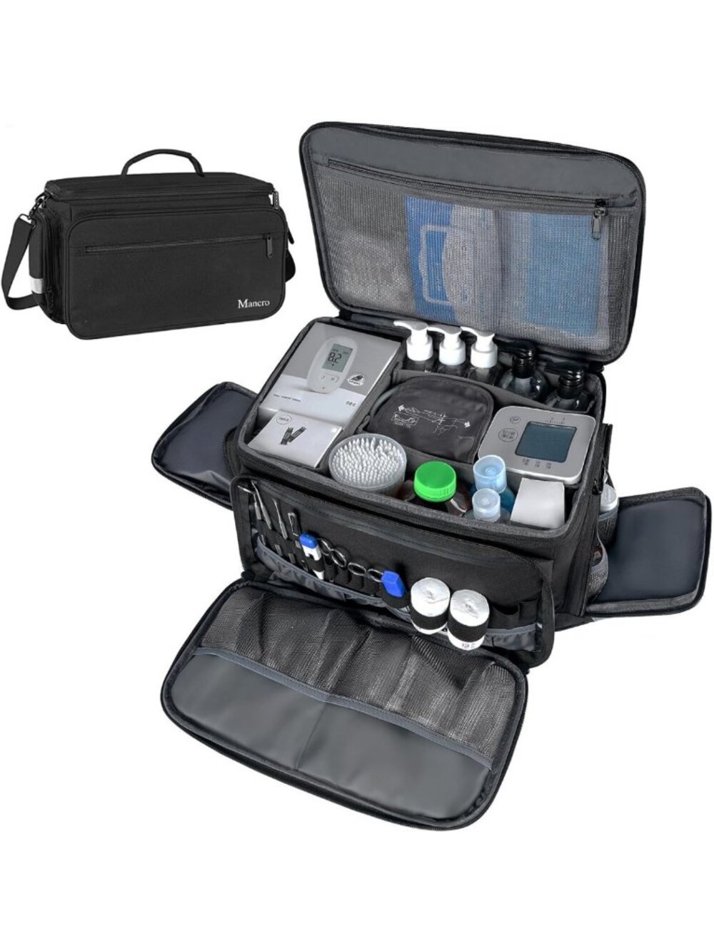 Medical Nurse Bag for Home Health, Nonslip Bottom, Durable Black Tote